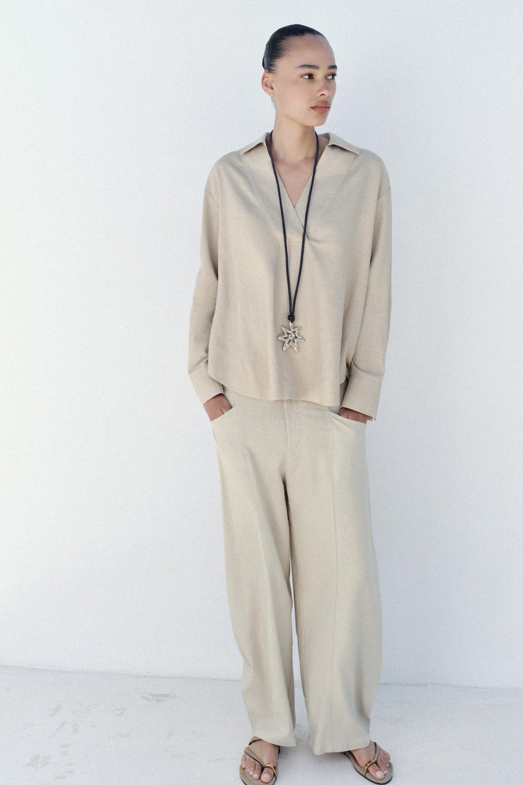 Блуза ZARA бежевий